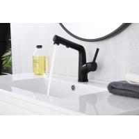 China Matte Black Brass Bathroom Basin Faucets With Sprayer Single Handle Rotating Sink on sale