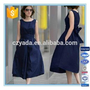 Fashion Lady Sleeveless Flare Linen Cotton Long Dress For Plus size