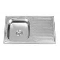 China Topmount Kitchen Single Bowl Sink With Drainboard One Tap Hole on sale