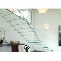 China Prima Building Floating Stairs , Modern Glass Staircase Achieve An Open Feel on sale