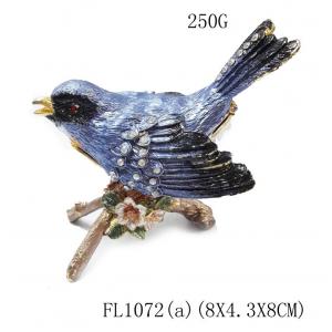 Hot sell bird trinket box alloy animal bird trinket box bird metal trinket box