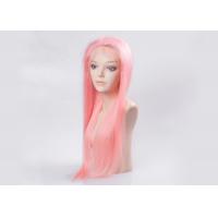 China Silky Straight Wave Colored Hair Wigs , Pink Color Human Full Lace Wigs With Baby Hair on sale