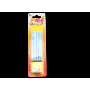 Paraffin Wax Skinny Long Birthday Candles , Blue Color Tall Candles For Cake