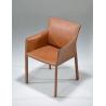 China Gina Fiberglass Dining Chair With Leather Over Stainless Steel Frame wholesale