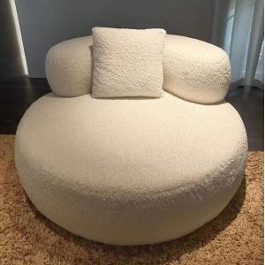 Living Room Round Banquette Sofa Bedroom Hotel Modern Lamb Fleece Round Seat Sofa