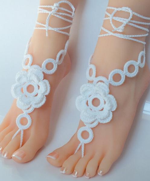 Crochet, Barefoot, Sandals, Nude, shoes, Foot, Jewelry, Beach, Wedding, Sexy,