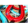 China Family Open Spiral Slide Water Park Equipment , Blue Red Green Fiberglass Spiral Water Slide wholesale