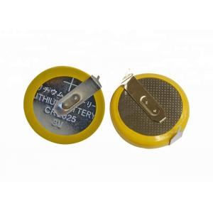 High Efficiency Lithium Coin Cell Cr2025 Button Cell With Solder Tabs 150mAh