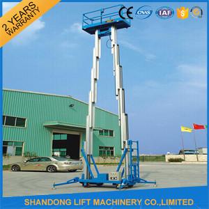 China 12m Hydraulic 2 Post Aluminum Alloy Man Lift Rental For Aerial Wok Platform supplier