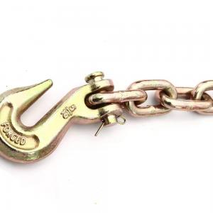 5/16" 3/8" 1/2" G70 Alloy Steel Yellow Zinc Plated Towing Chain With Clevis Grab Hooks Binder Chain