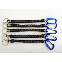 China Black Popular Fishing Pliers Lanyard Spiral Spring Coil Lanyard Tether With Carabiner & Key Ring on sale