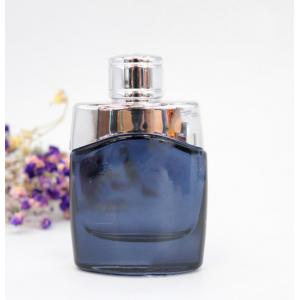 China square perfume bottle   perfume recycled glass bottles black blue red pink green cap plastic and metal supplier