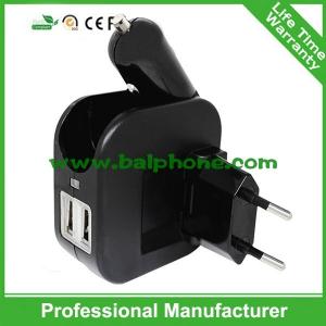 China travel emergency us plug eu pin wall car 2in1 charger supplier