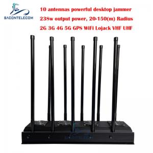 10 Channels Mobile Phone Signal Jammer 238w High Power For 5G Wifi GPS Lojack VHF UHF