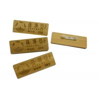 China Safety Pin Personalized Name Tags Custom Engraved Wood Magnetic Name Badges on sale
