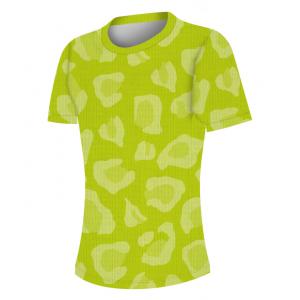 100% Polyester Women Running Tee , Leopard Stripes Circle Neck T Shirt