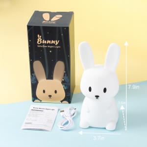 Cute Soft Rabbit Silicone LED Night Light With Touch Sensor Color Change