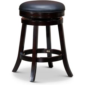 China Black Padded Counter Stools Indoor Living Creede Backless Swivel Stool Leather Seat supplier