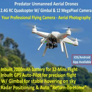 Predator Unmanned Aerial Vehicle 7CH RC Quadcopter Drone Photography Fly Camera Recorder