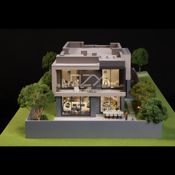 1:50 Modelo de villa realista a escala con iluminación LED