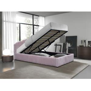 Pink Queen Size Velvet Fabric Upholstered Storage Bed Frame With Special Headboard