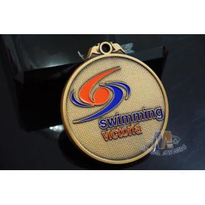 China Swimming Football Or Flag Football Custom Sports Logo Medals Filling Soft Enamel With Texture Recessed supplier