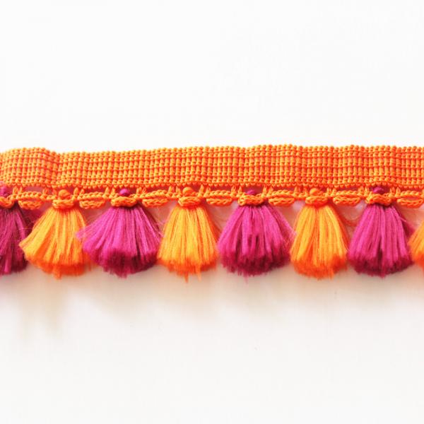 Colorful Embroidery 4cm Polyester Tassel Fringe Trim