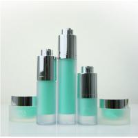 China Frosted Skin Care Serum Toner Plastic Lotion Bottles Round Pump Glass Bottles 50ml on sale