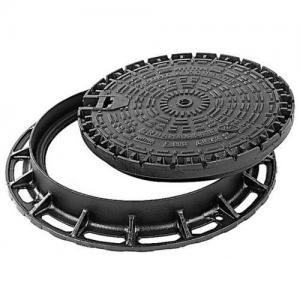 China 500mm Round Cast Iron Manhole Cover Black Iron / Ductile Iron Frame supplier