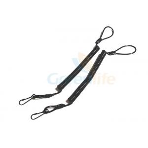 China Double Loops Plastic Coil Tether Pure Black Color 13CM Unextended Length supplier