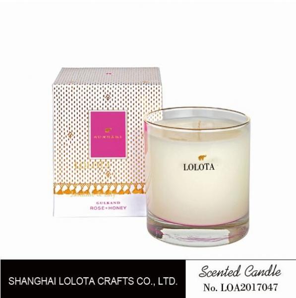 Thick Based Clear Home Scented Candles With Golden Foil Stamp On The Bottle And