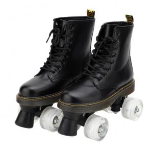 Combat Boot Quad Outdoor Roller Skate With Led 4 Wheels