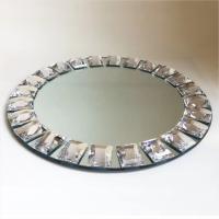 China Gold Rim Mirror Charger Plate For Wedding Event Diamond Rhinestones 15 Inch on sale