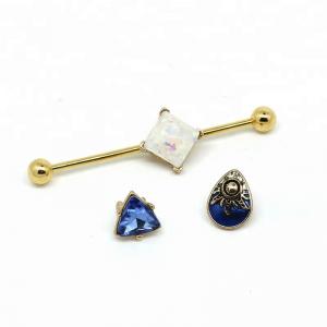 Custom made industrial barbell gold plated jewelry set of industrial piercing