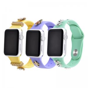 China 100% Pure Natural Solid Silicone Watch Band For Apple Series 40mm 44mm supplier