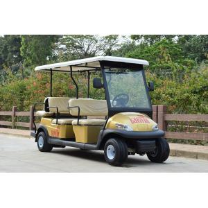 China 4 Wheel Drive 6 Seat Electric Golf Cars With Golden Color / Electrical Golf Buggy supplier