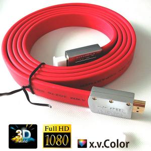 RED HDMI Flat Cable with Gold Plated Zinc Alloy Connector, Supports 3D/Ethernet