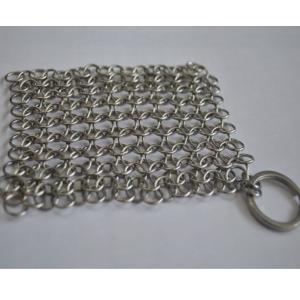 Round Stainless Steel Ring Mesh / Chainmail Scrubber For Cleaning Kitchenware
