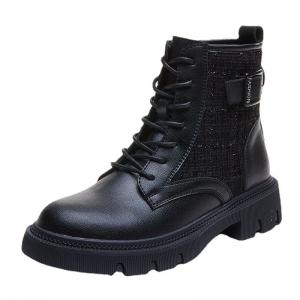 China Mid Cut Lace Up Round Toe Leather Boots supplier