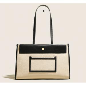 Hasp Oversized Leather Tote Bag Square Lychee Handbags