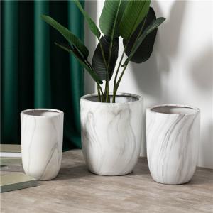 European style home decoration pieces outdoor ceramics cheap flower pots garden marble white big plant pot