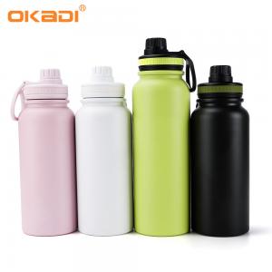 32OZ Wholesale Double Wall Stainless Steel Vacuum Insulated Outdoor Flasks Wide Mouth Sports Water Bottle with Replace Lids