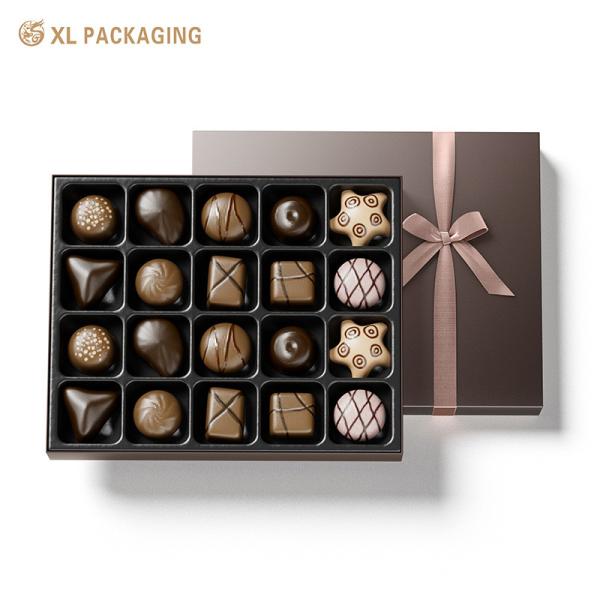 XL Packaging Custom Luxury Boxes Simple Red or Black Customized Chocolate Rigid Gift Boxes with Paper Insert and Ribbon Bow