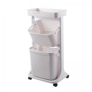 China Beige Two Tier Laundry Basket Plastic Laundry Hamper 44*34*82cm supplier