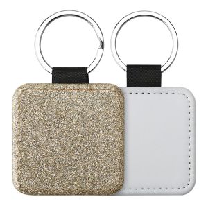 China Porte-clés par sublimation en cuir vierge coloré, simple face, pailleté, porte-clés personnalisé wholesale