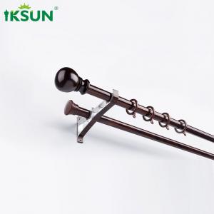 Double Modern Wood Curtain Rod Set Wall Mount For Bedroom Living Room