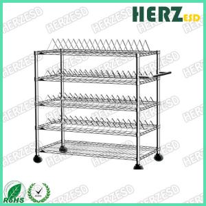 Movable ESD Storage Shelves Single / Double Peak Wire Structure With Caster / Handle