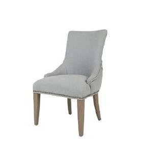 High Back Dark Grey Upholstered Dining Chairs With Solid Wood Leg , American Style