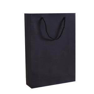 China Custom printing single color black paperboard bag clothes shopping bag supplier