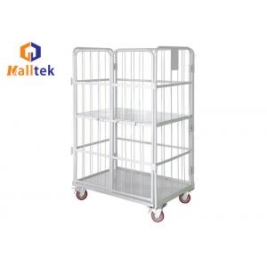 Heavy Duty 4 Sides Storage 300kg Roll Trolley With Shelves